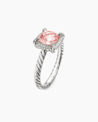 Petite Chatelaine® Pavé Bezel Ring in Sterling Silver with Morganite and Diamonds, 7mm