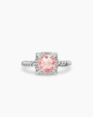 Petite Chatelaine® Pavé Bezel Ring in Sterling Silver with Morganite and Diamonds, 7mm