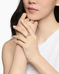 Petite Chatelaine® Pavé Bezel Ring in Sterling Silver with Morganite and Diamonds, 7mm