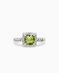 Petite Chatelaine® Pavé Bezel Ring in Sterling Silver with Peridot and Diamonds, 7mm