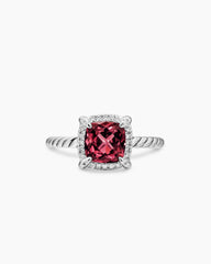 Petite Chatelaine® Pavé Bezel Ring in Sterling Silver with Rhodolite Garnet and Diamonds, 7mm