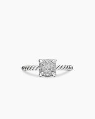 Petite Chatelaine® Ring in Sterling Silver with Pavé Diamonds, 7mm