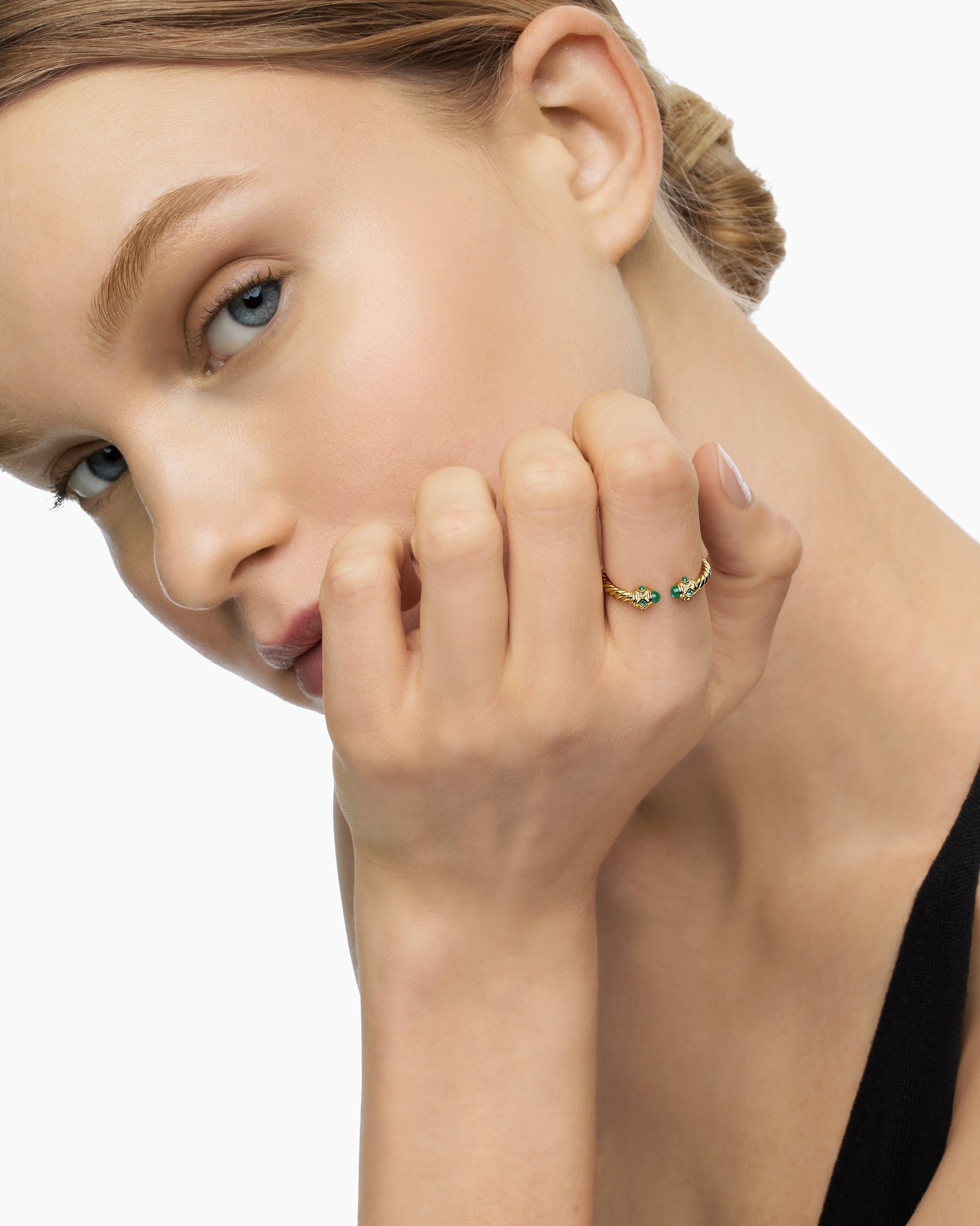 Renaissance® Ring in 18K Yellow Gold with Emeralds, 2.3mm