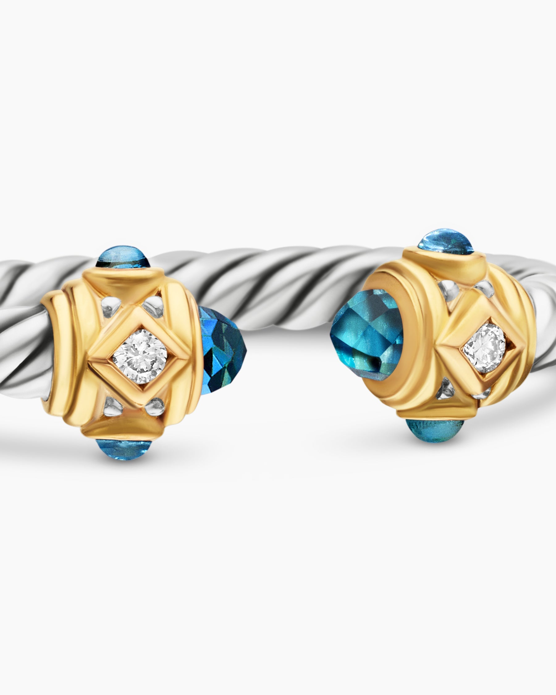 Renaissance® Ring in Sterling Silver with 14K Yellow Gold, Hampton Blue Topaz and Diamonds, 2.3mm