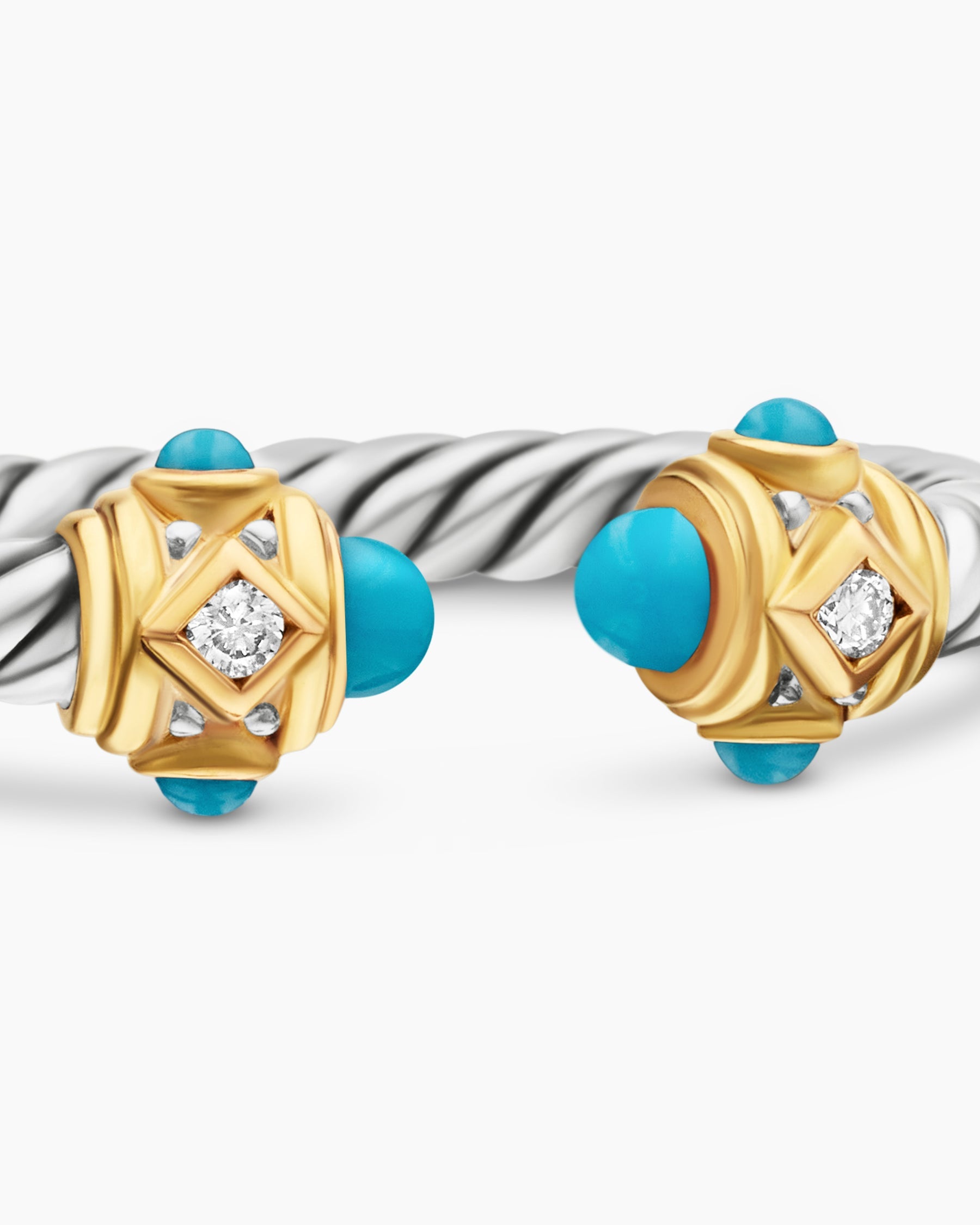 Renaissance® Ring in Sterling Silver with 14K Yellow Gold, Turquoise and Diamonds, 2.3mm