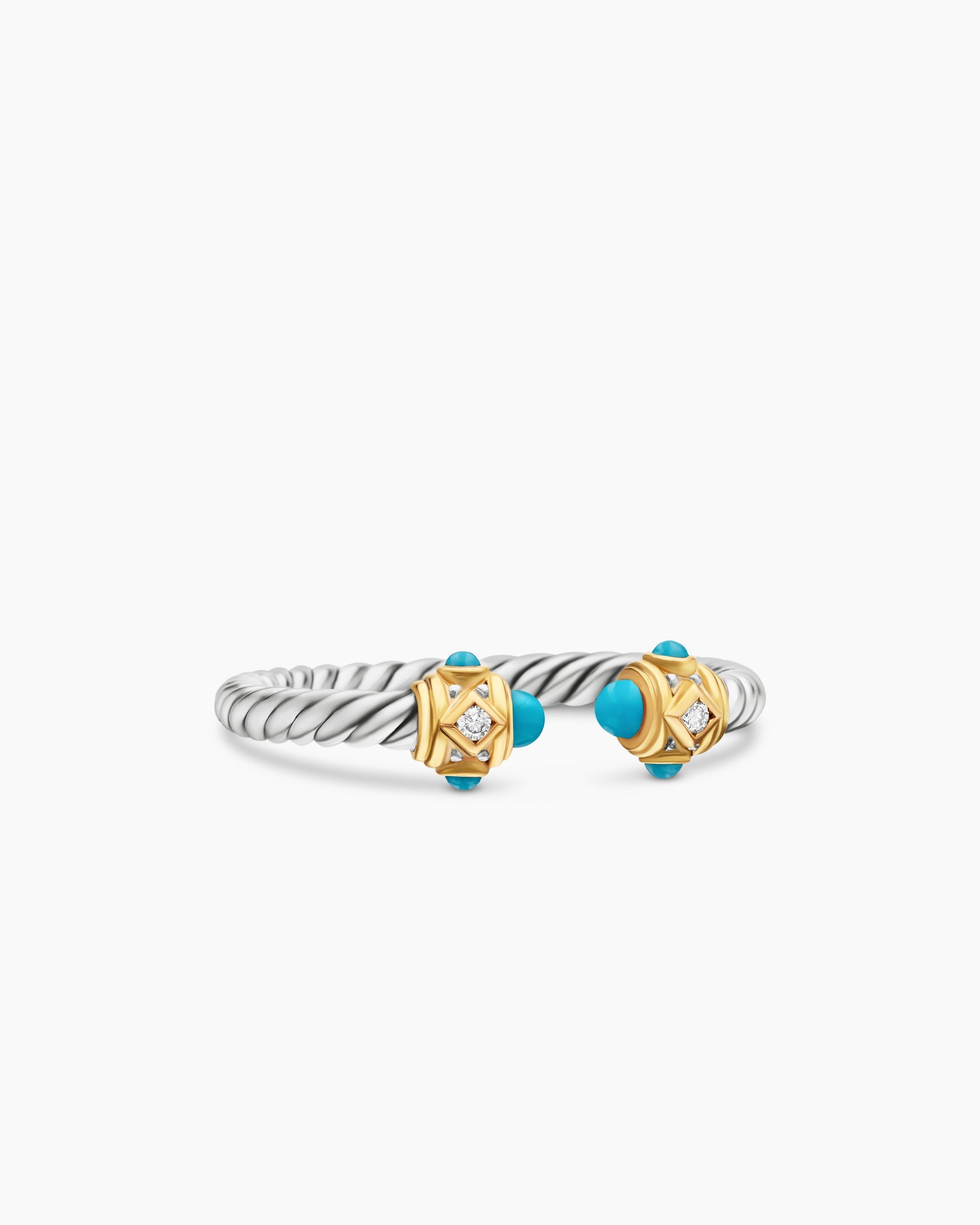 Renaissance® Ring in Sterling Silver with 14K Yellow Gold, Turquoise and Diamonds, 2.3mm