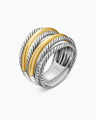 Crossover Ring in Sterling Silver with 18K Yellow Gold, 17.8mm