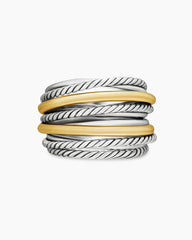 Crossover Ring in Sterling Silver with 18K Yellow Gold, 17.8mm