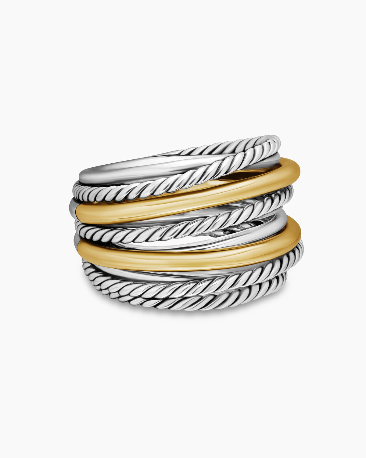 Crossover Ring in Sterling Silver with 18K Yellow Gold, 17.8mm