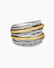 Crossover Ring in Sterling Silver with 18K Yellow Gold, 17.8mm
