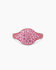 Pavé Pinky Ring in 18K Rose Gold with Pink Sapphires, 10mm
