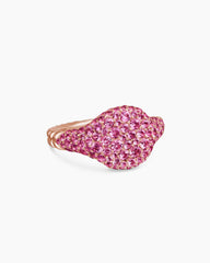 Pavé Pinky Ring in 18K Rose Gold with Pink Sapphires, 10mm