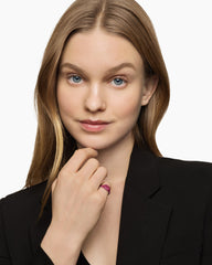 Pavé Pinky Ring in 18K White Gold with Red Rubies, 10mm