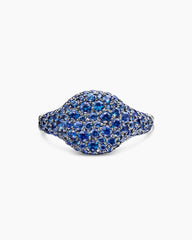 Pavé Pinky Ring in 18K White Gold with Sapphires, 10mm