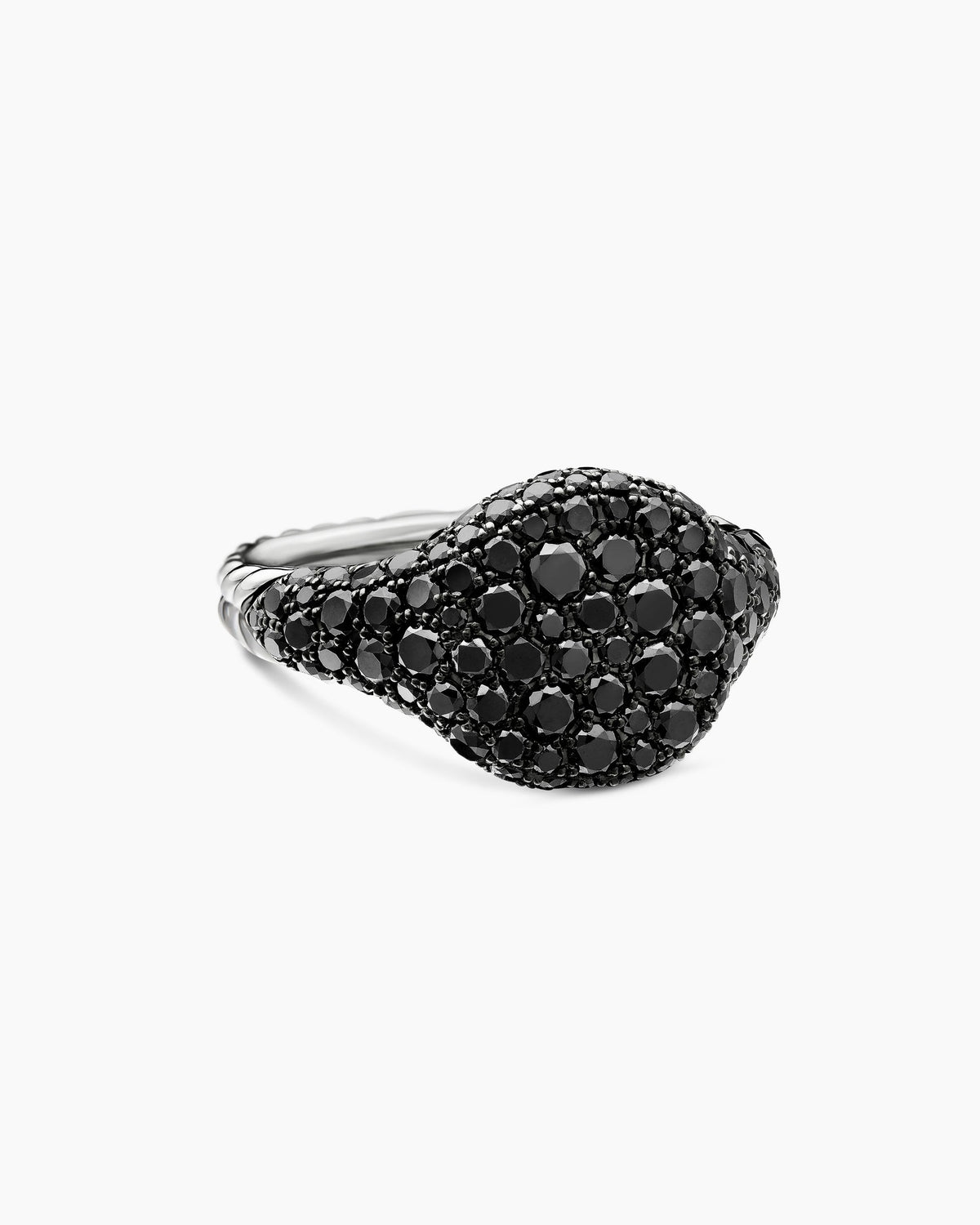 Pavé Pinky Ring in 18K White Gold with Black Diamonds, 10mm
