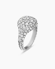 Pavé Pinky Ring in 18K White Gold with Diamonds, 10mm