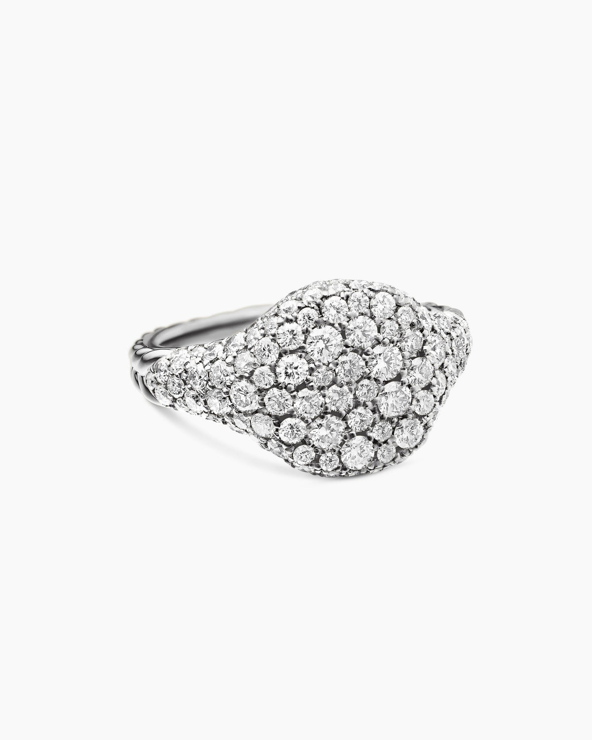 Pavé Pinky Ring in 18K White Gold with Diamonds, 10mm