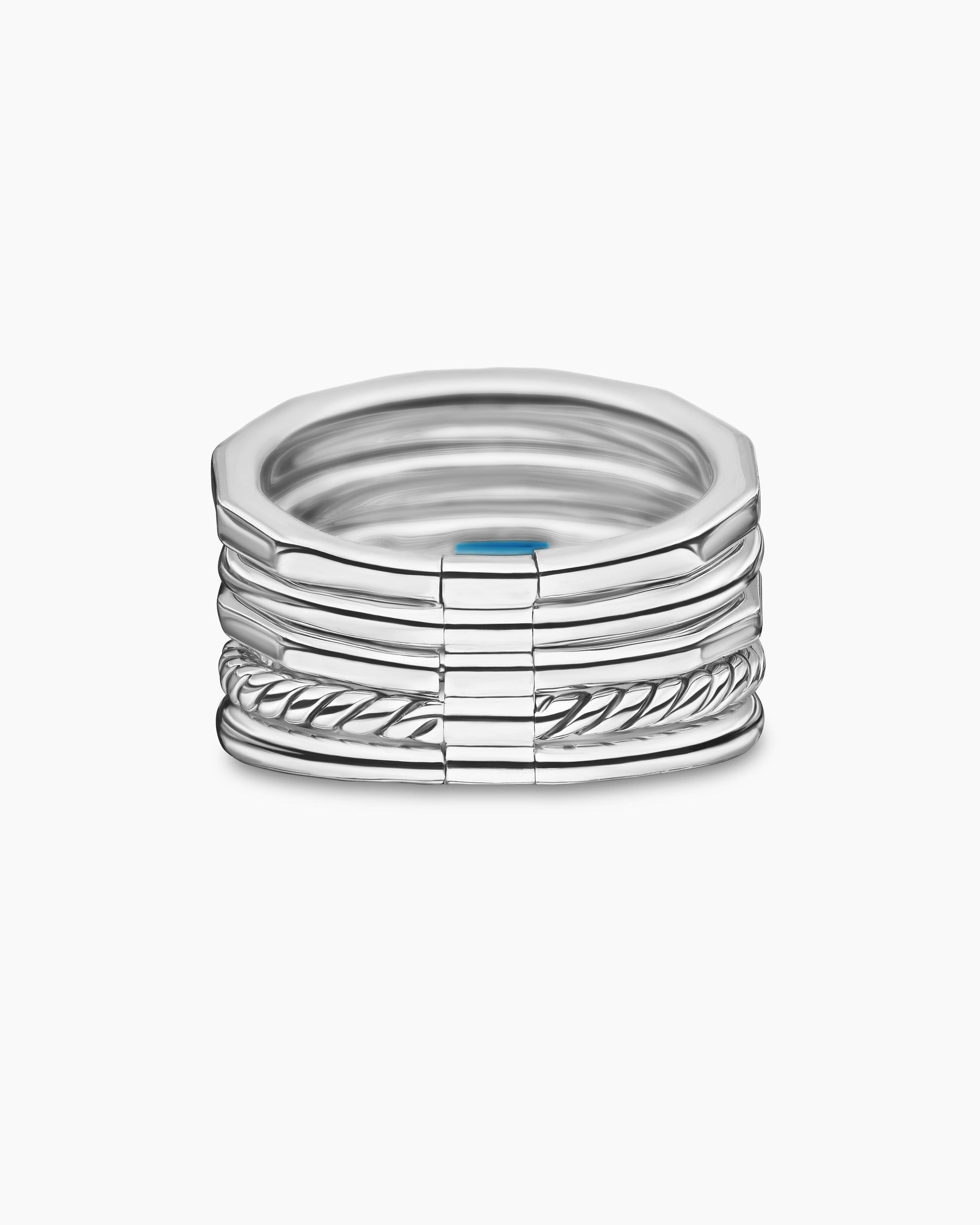 Stax Five Row Ring in Sterling Silver with Hampton Blue Topaz and Diamonds, 15mm