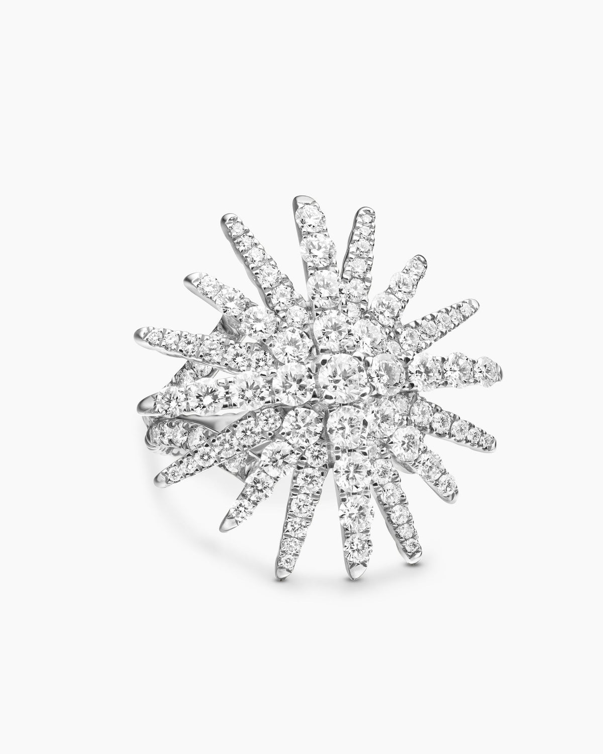 Starburst Ring in 18K White Gold with Diamonds, 28mm