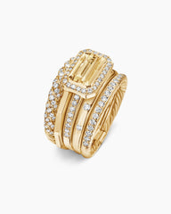 Stax Statement Ring in 18K Yellow Gold with Champagne Citrine and Diamonds, 22mm
