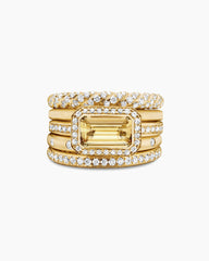 Stax Statement Ring in 18K Yellow Gold with Champagne Citrine and Diamonds, 22mm