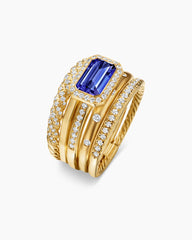 Stax Statement Ring in 18K Yellow Gold with Tanzanite and Diamonds, 22mm