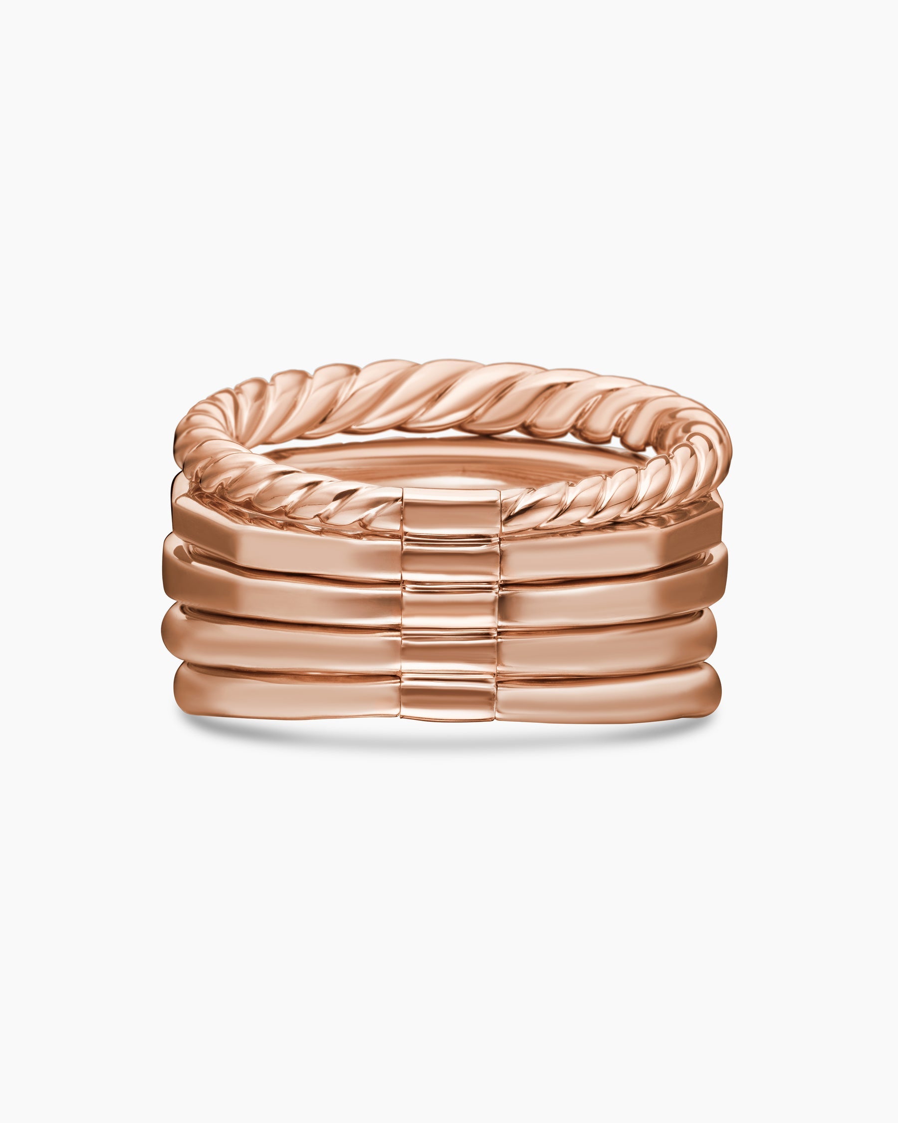 Stax Five Row Ring in 18K Rose Gold with Morganite and Diamonds, 22mm