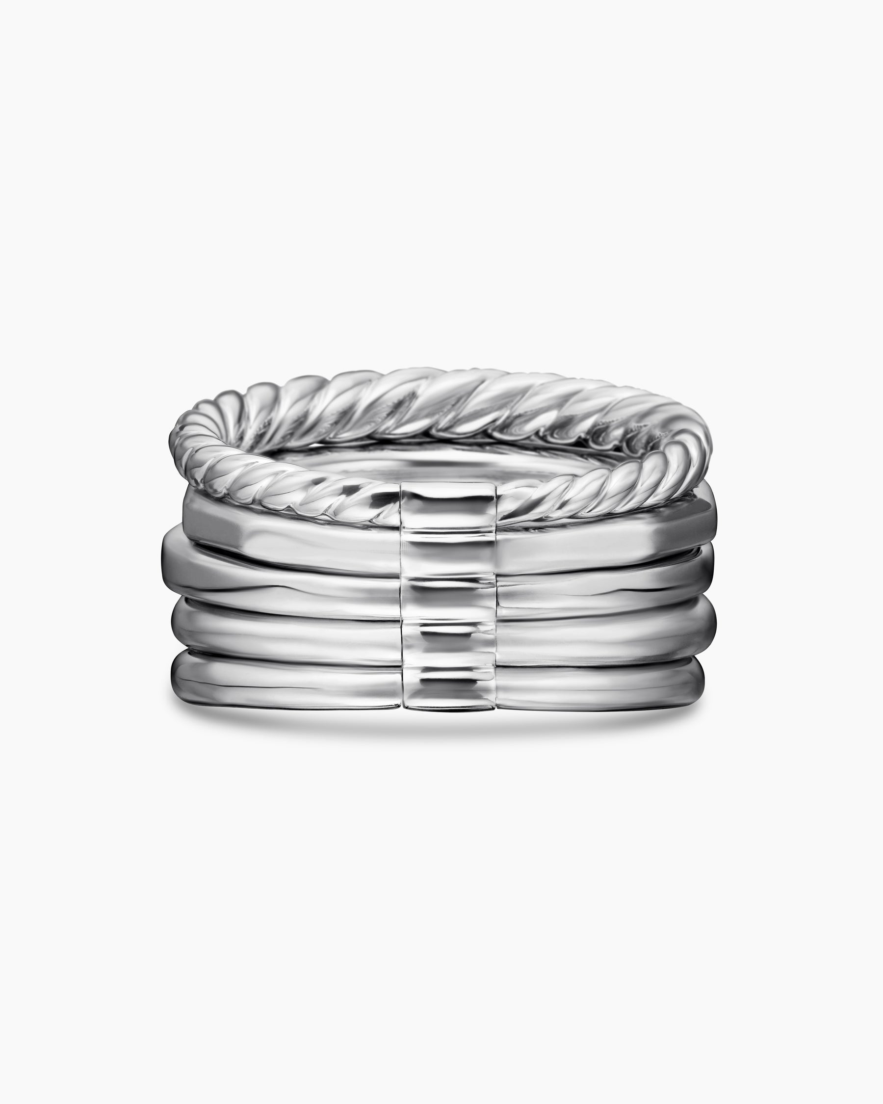 Stax Five Row Ring in 18K White Gold with Tanzanite and Diamonds, 22mm