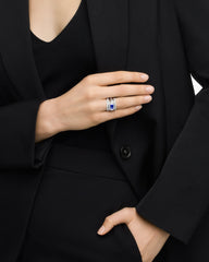 Stax Five Row Ring in 18K White Gold with Tanzanite and Diamonds, 22mm