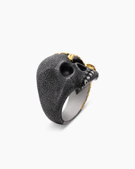 Waves Skull Ring in Sterling Silver with 18K Yellow Gold, 24mm