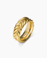 Chevron Band Ring in 18K Yellow Gold, 9mm