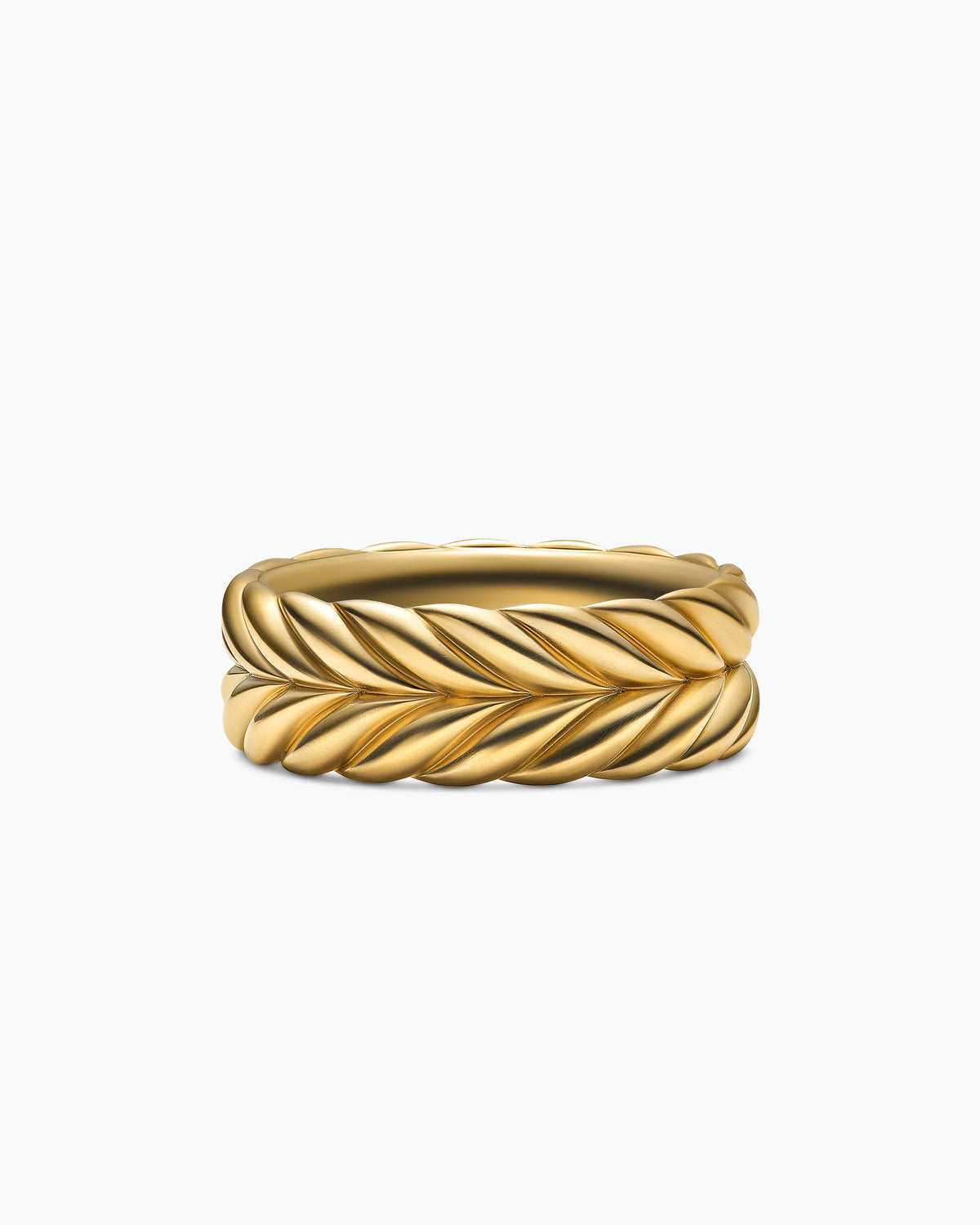 Chevron Band Ring in 18K Yellow Gold, 9mm