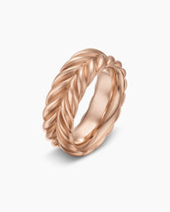 Chevron Band Ring in 18K Rose Gold, 9mm