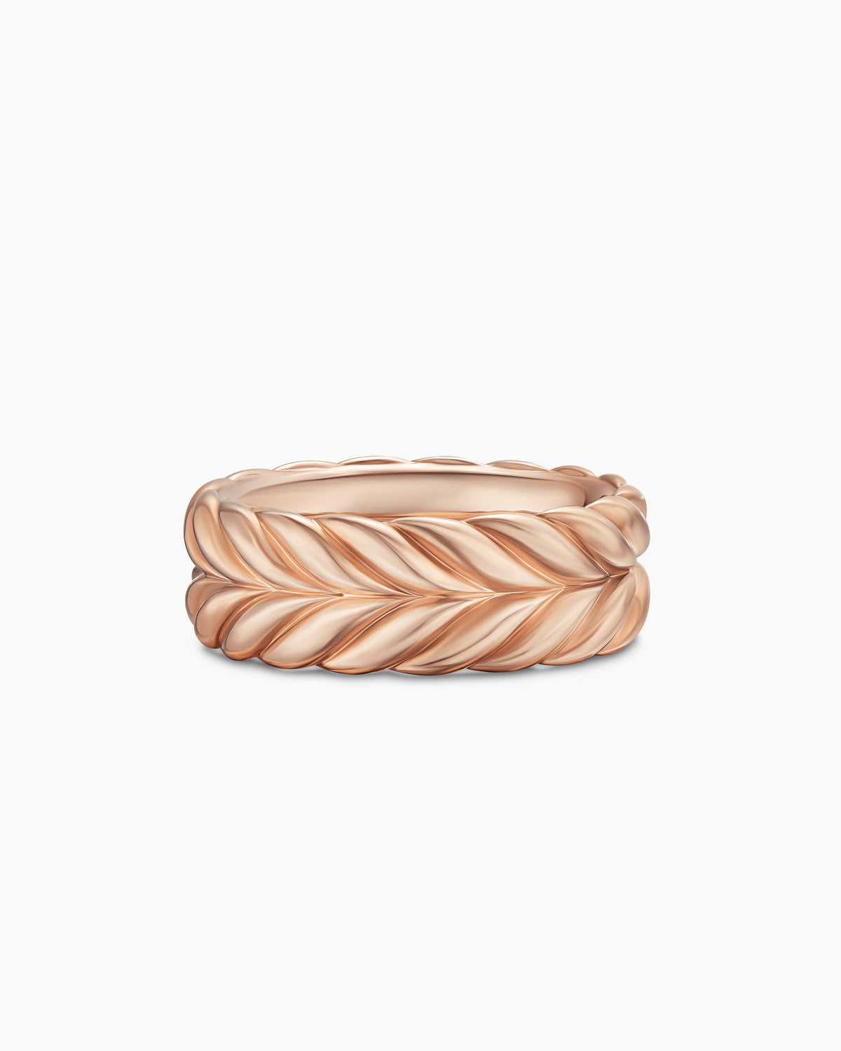 Chevron Band Ring in 18K Rose Gold, 9mm