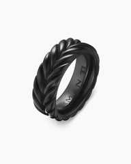 Chevron Band Ring in Black Titanium, 9mm
