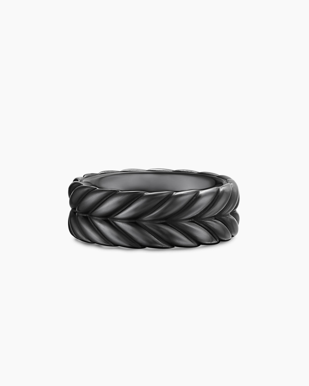Chevron Band Ring in Black Titanium, 9mm