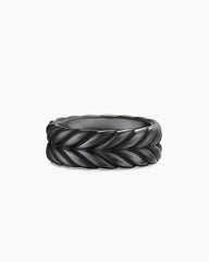 Chevron Band Ring in Black Titanium, 9mm