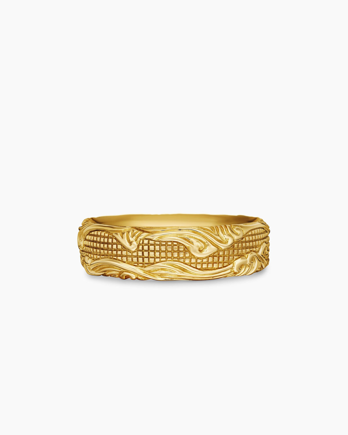 Waves Band Ring in 18K Yellow Gold, 7mm