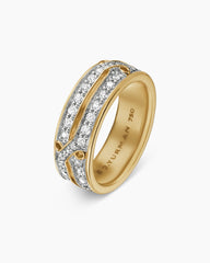 Armory® Band Ring in 18K Yellow Gold with Diamonds, 8mm