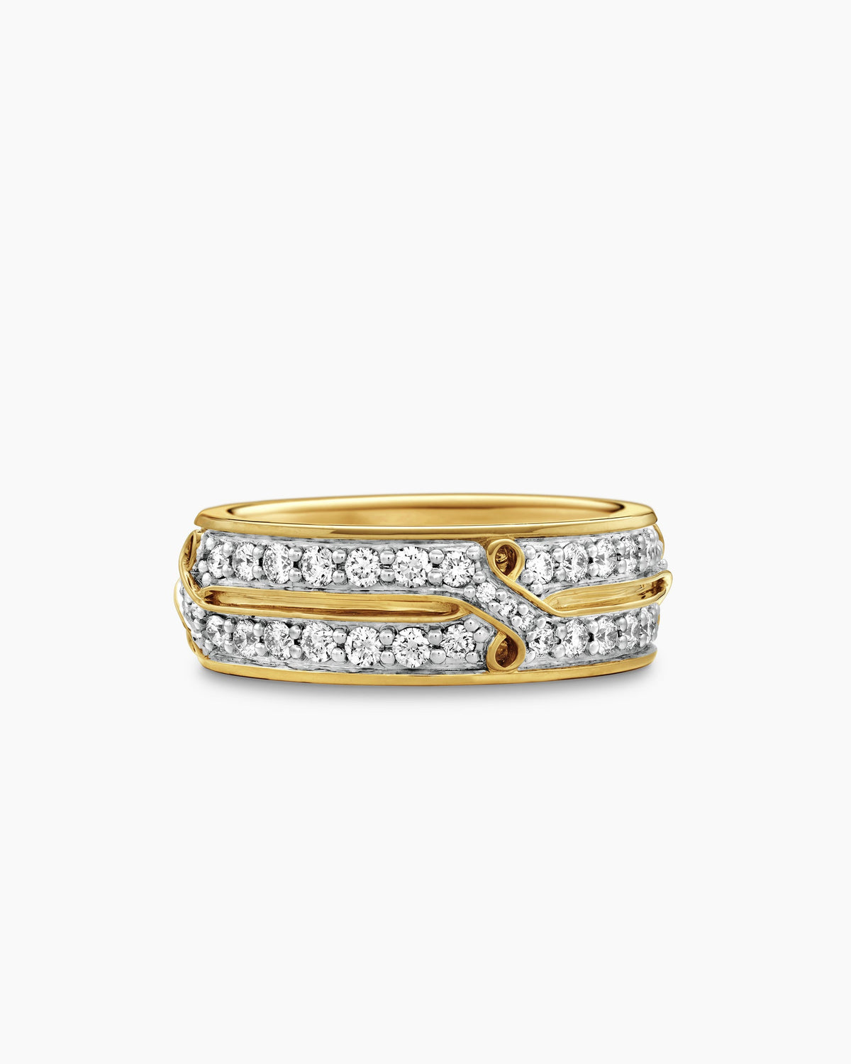 Armory® Band Ring in 18K Yellow Gold with Diamonds, 8mm