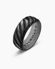 Modern Cable Band Ring in Black Titanium, 9mm