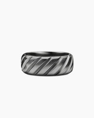 Modern Cable Band Ring in Grey Titanium, 9mm