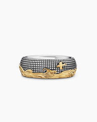 Waves Band Ring in Sterling Silver with 18K Yellow Gold, 8.7mm