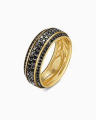 Streamline® Beveled Band Ring in 18K Yellow Gold with Black Diamonds, 8.5mm