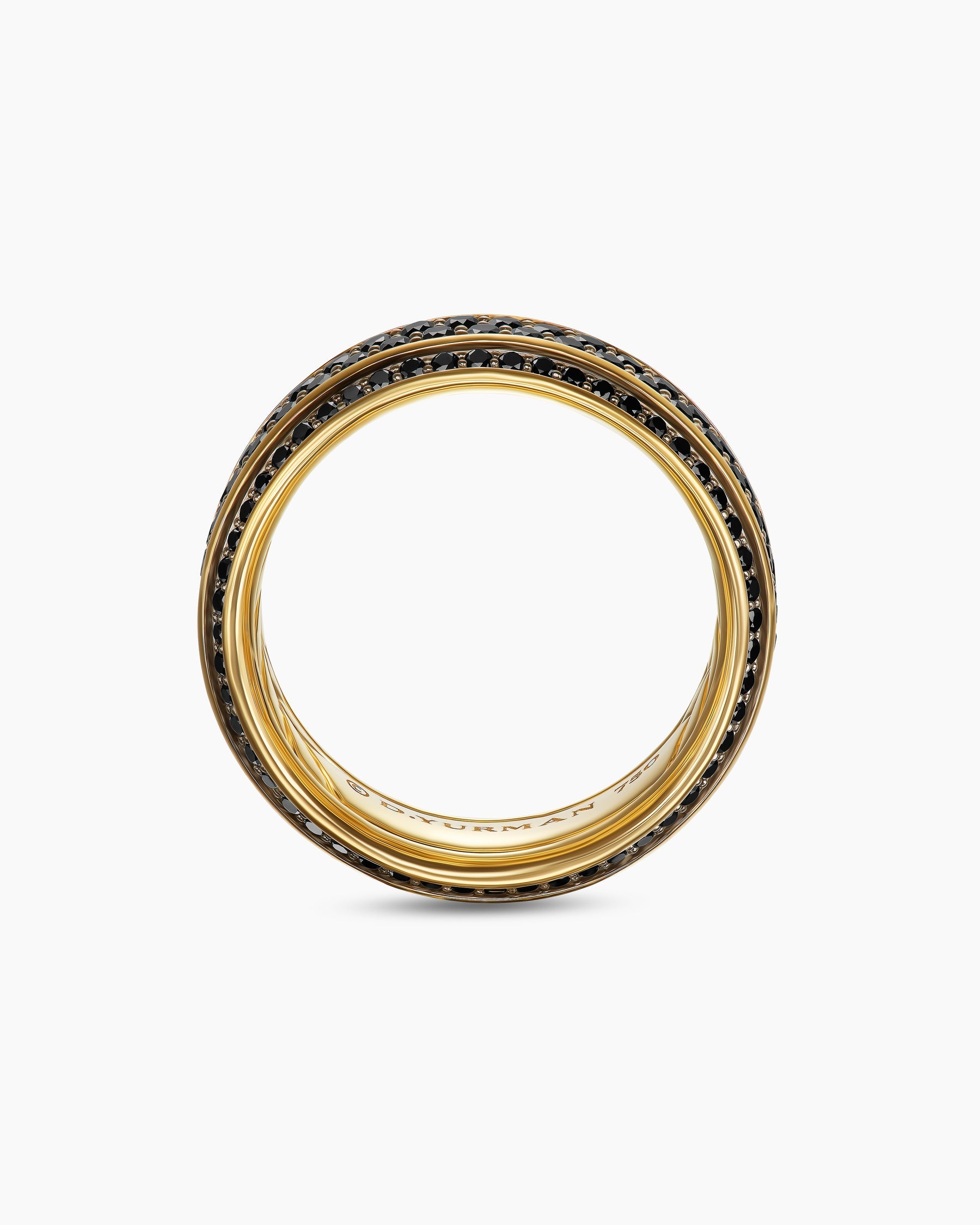 Streamline® Beveled Band Ring in 18K Yellow Gold with Black Diamonds, 8.5mm