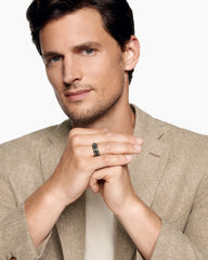 Streamline® Beveled Band Ring in 18K Yellow Gold with Black Diamonds, 8.5mm