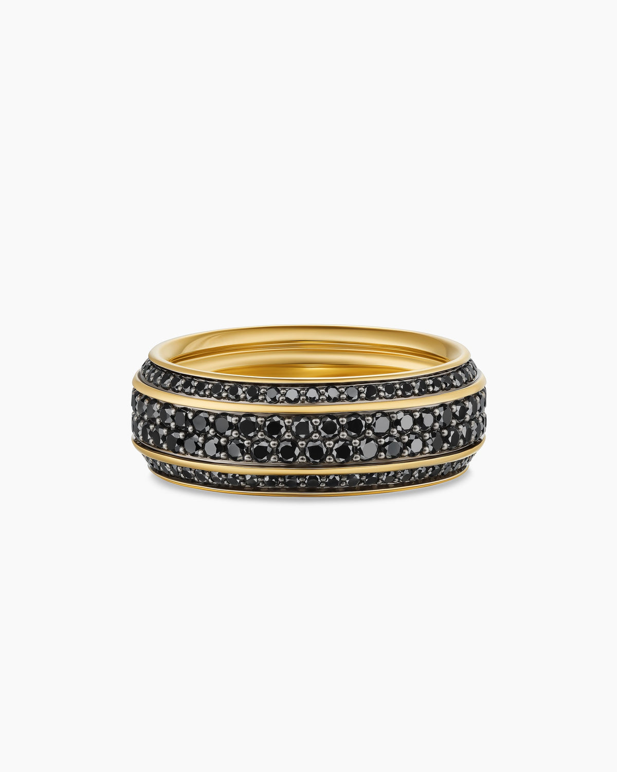 Streamline® Beveled Band Ring in 18K Yellow Gold with Black Diamonds, 8.5mm