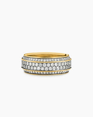 Streamline® Beveled Band Ring in 18K Yellow Gold with Diamonds, 8.5mm