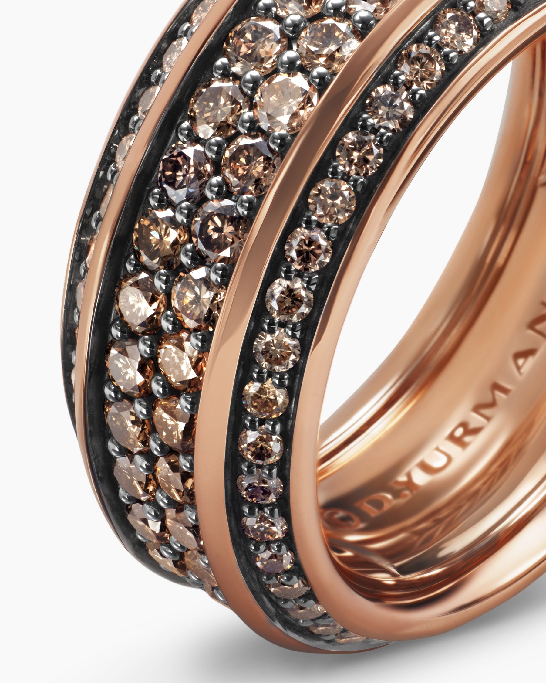 Streamline® Beveled Band Ring in 18K Rose Gold with Cognac Diamonds, 8.5mm