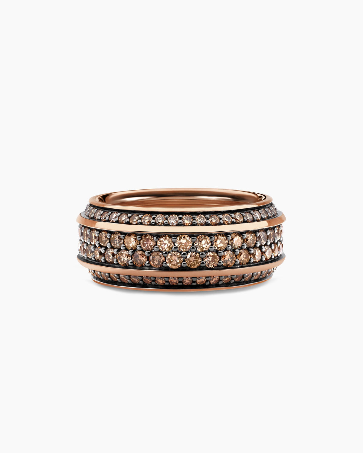 Streamline® Beveled Band Ring in 18K Rose Gold with Cognac Diamonds, 8.5mm